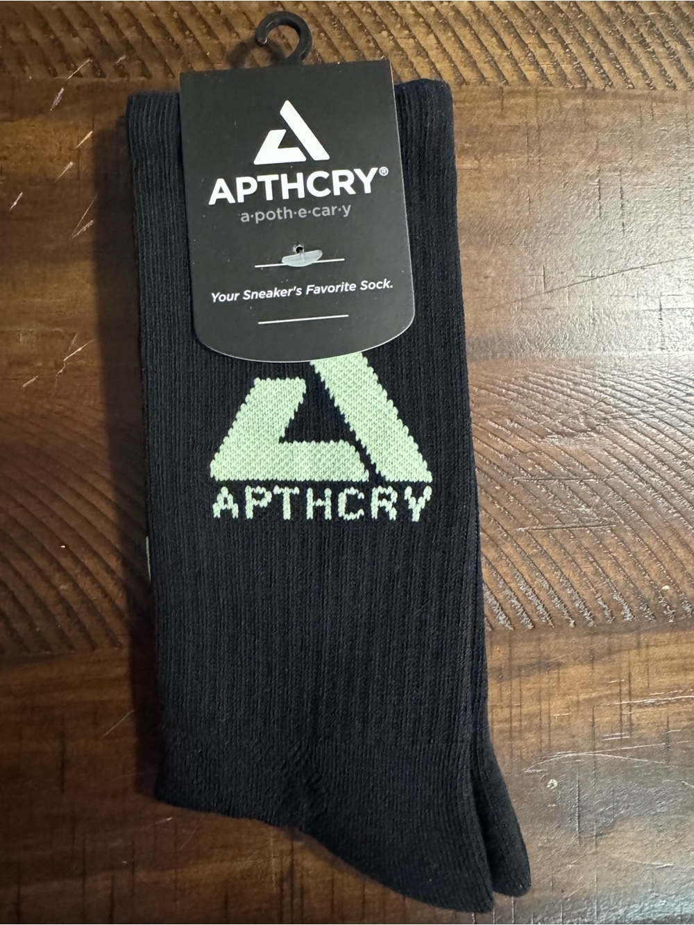 APTHCRY Men's Black Crew Socks with Mint Logo